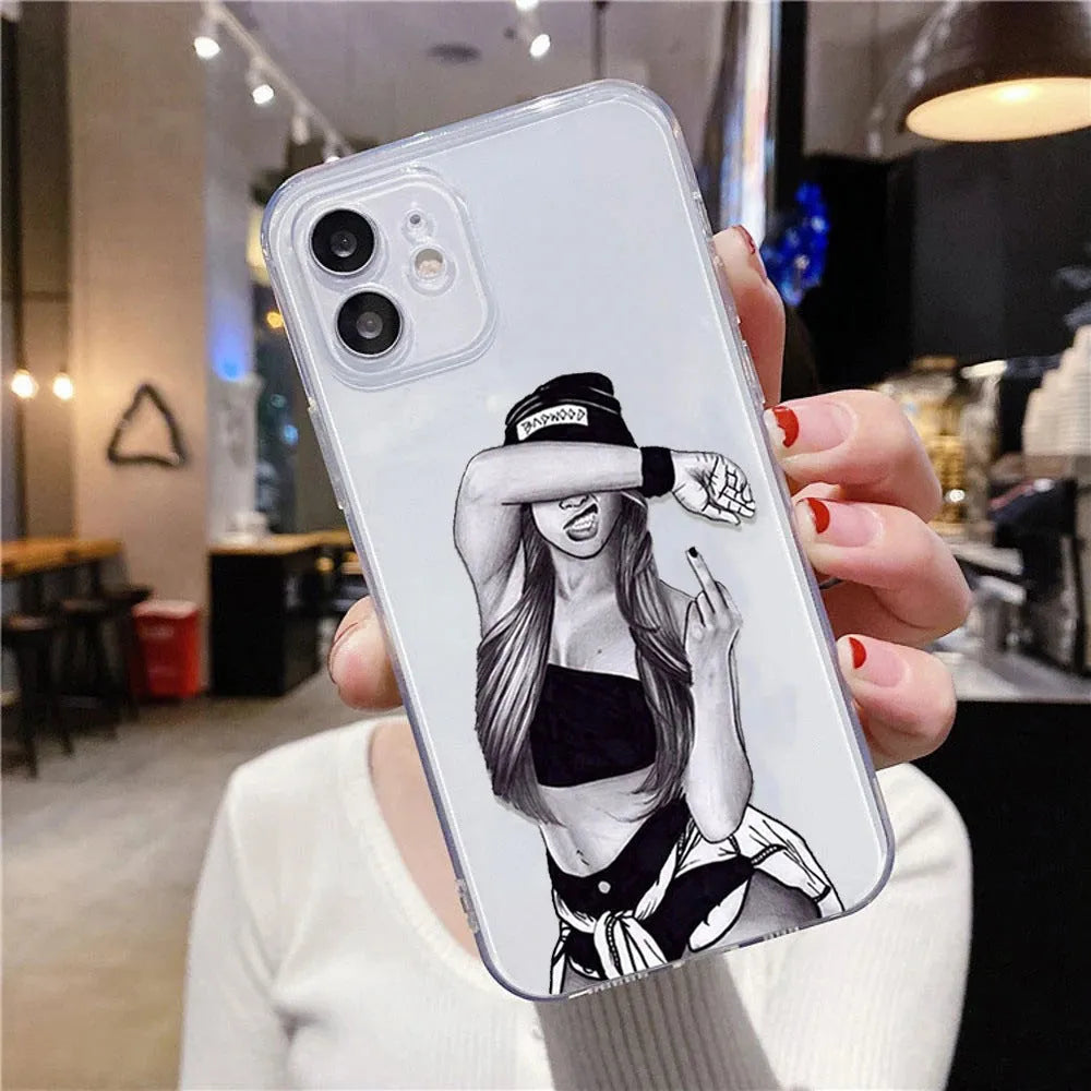 Fashion bikini girl iPhone case with braided design, soft TPU shell, fall protection, painted finish.