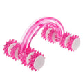 Eight roller wheel plastic body massager, 13x9cm, red blue purple, ergonomic handle