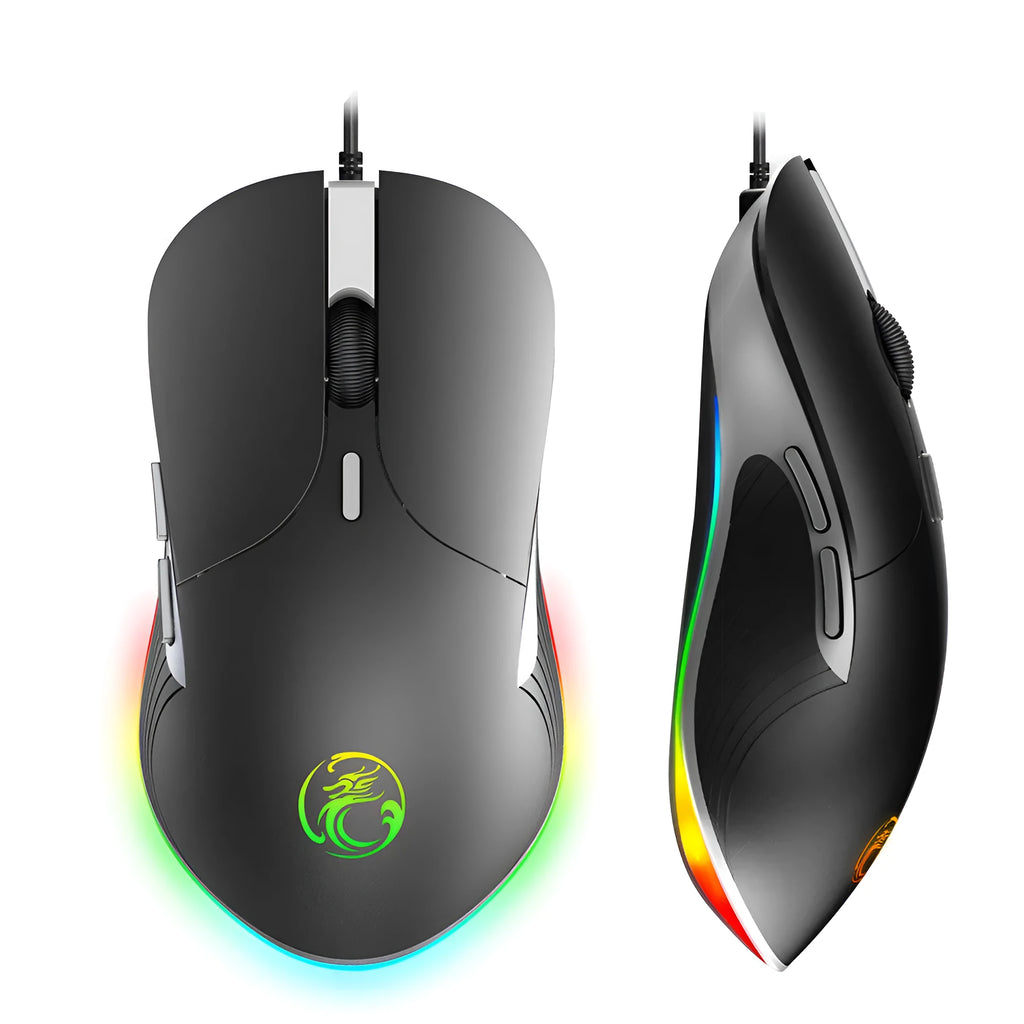LED gaming mouse 6400 DPI USB wired ergonomic with seven buttons and scroll wheel