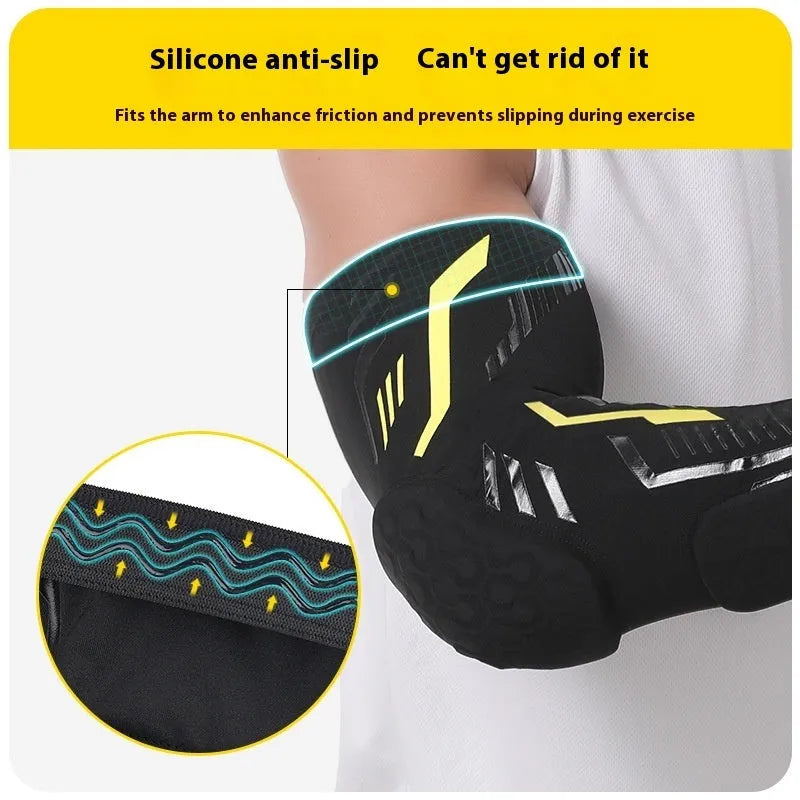 Breathable basketball elbow pad in black and blue colour, size options M L XL XXL