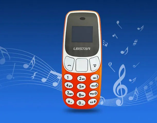 Miniature thumb phone dual SIM ultra-small OLED display blue colour front view