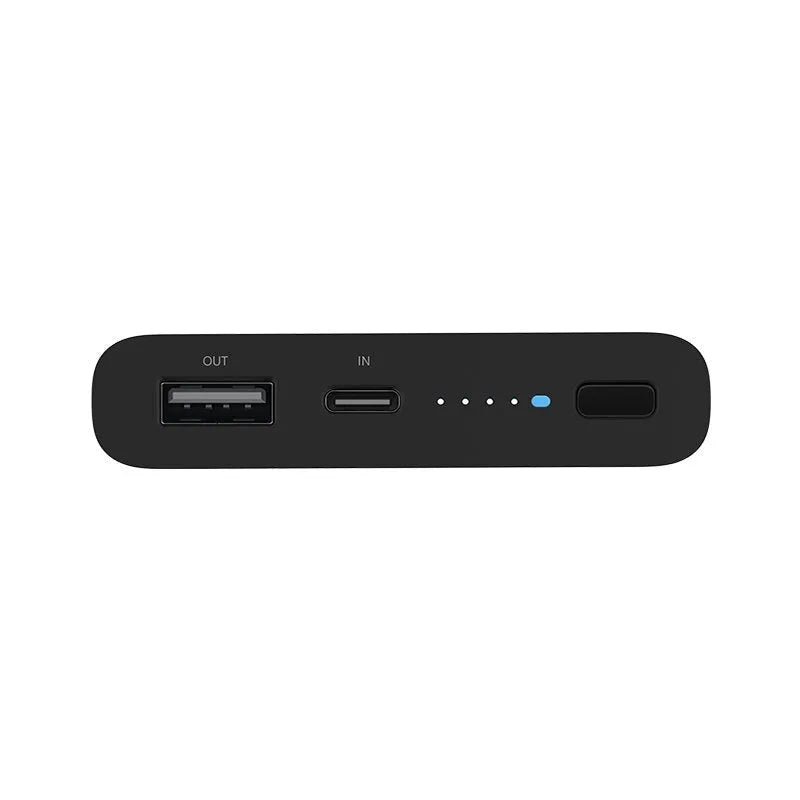 Black or white 10000mAh capacity power bank showing USB Type-C port and single USB output.