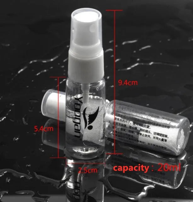 Anti-fog agent concentrate bottle for glasses, goggles and camera lenses, 15ml and 20ml options