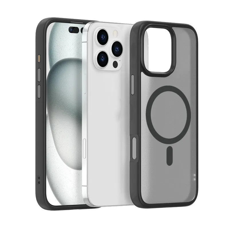 Black magnetic TPU PC phone case back cover for iPhone 12 Pro Max and iPhone 11