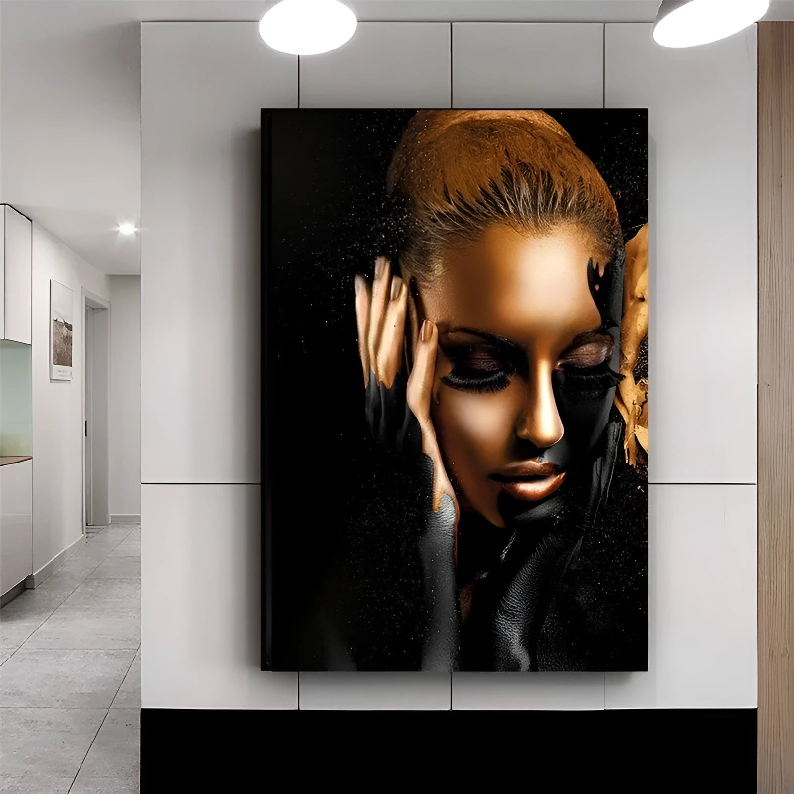 Black canvas wall art painting flat plane print multiple sizes home decoration
