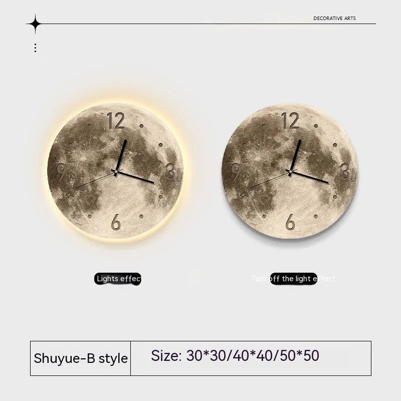 Plastic wall clock with optional LED ambient light ring and month calendar, shown in 30cm, 40cm and 50cm sizes.