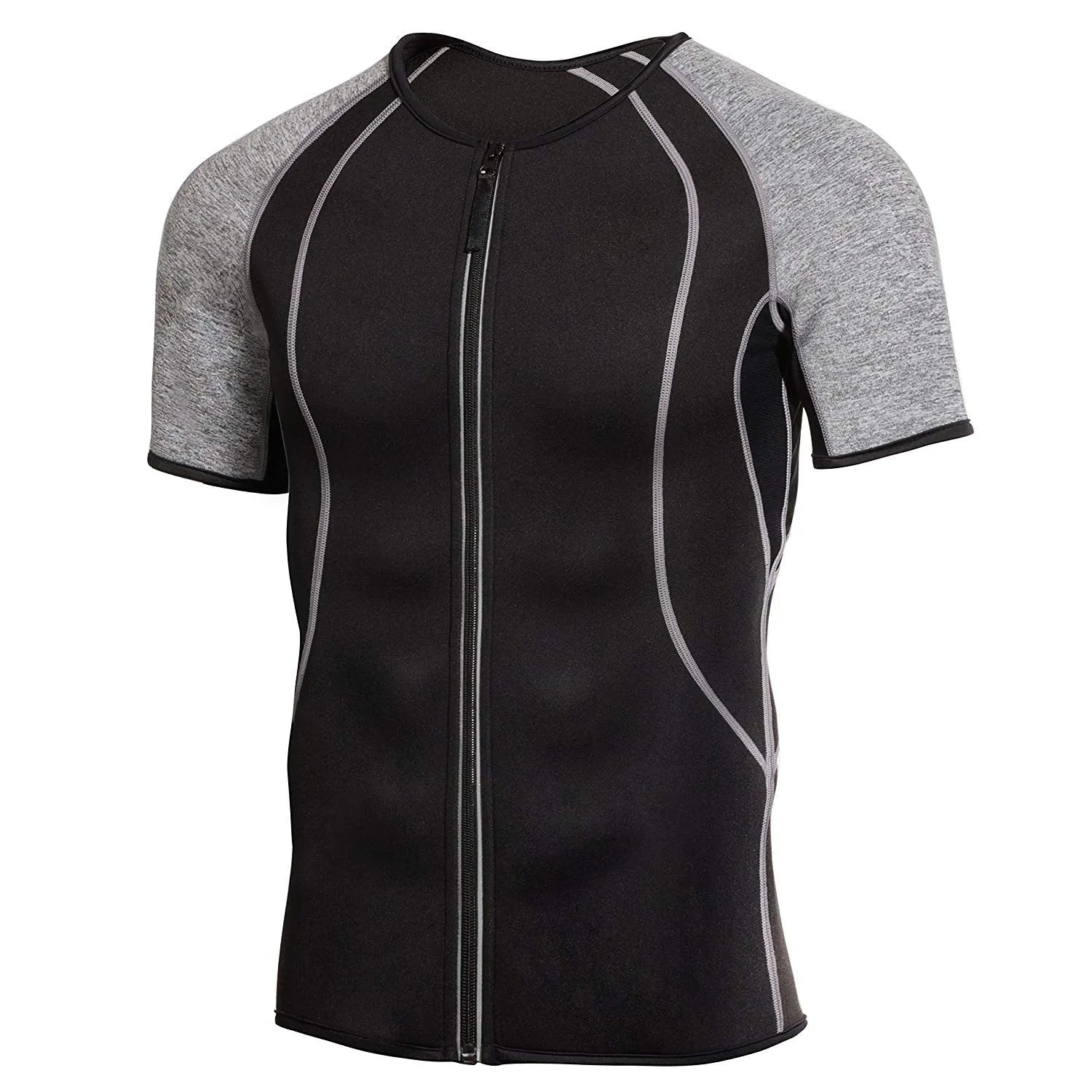 Men's grey chlorine fiber long sleeve sweat shirt for yoga and gym training