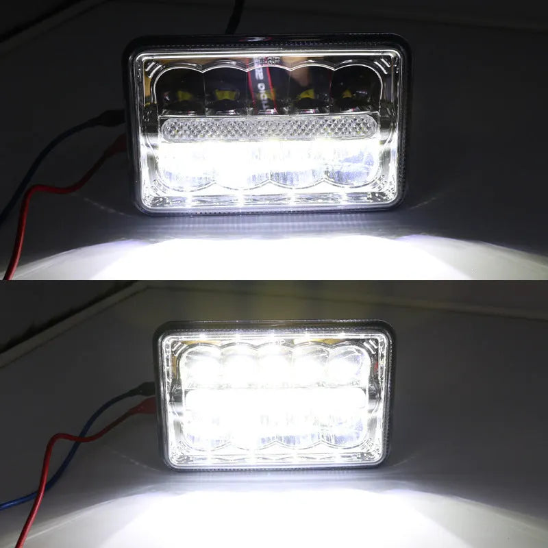 5 inch square black LED car headlight with die-cast aluminium housing and PC lens