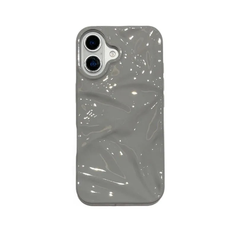 QF pleated gray TPU phone case with oil-filled finish, anti-fall and anti-fingerprint, for iPhone