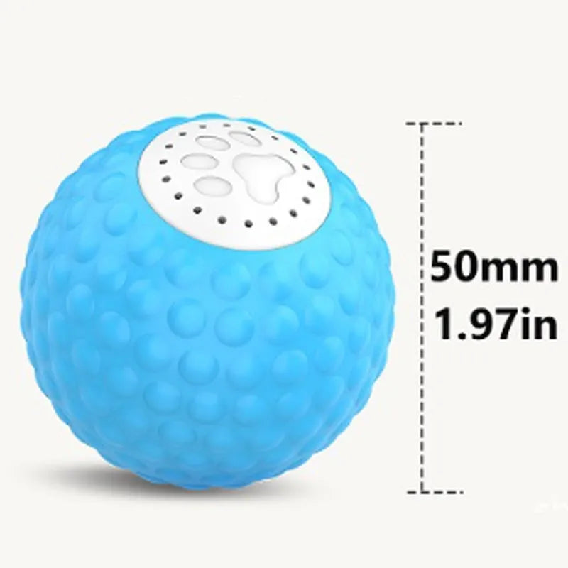 Remote control and colourful plastic ball cat toy with rolling and sound features for interactive play.