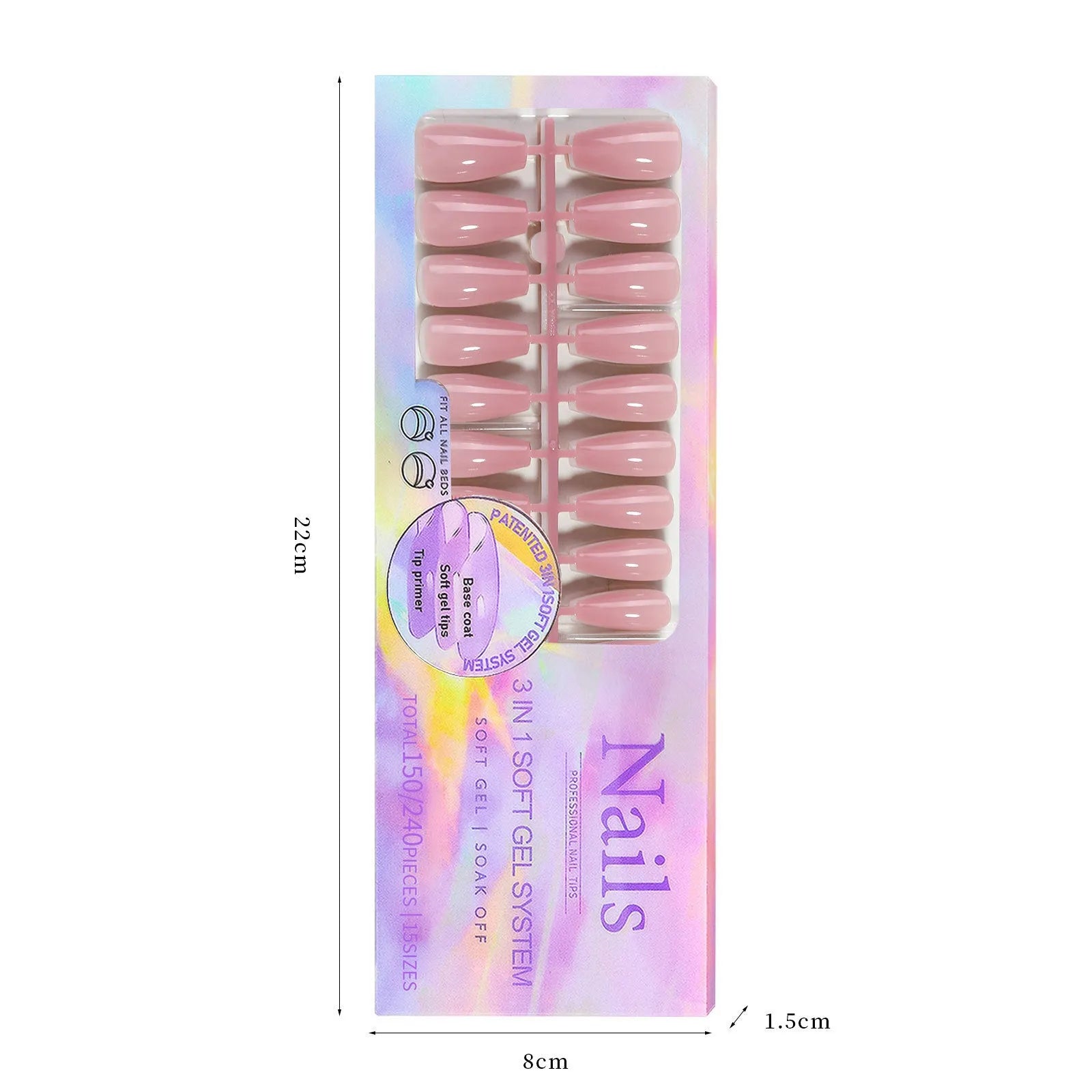 Box of seamless nude nail stickers showing removable armour design in bare colour shades 01 to 05.