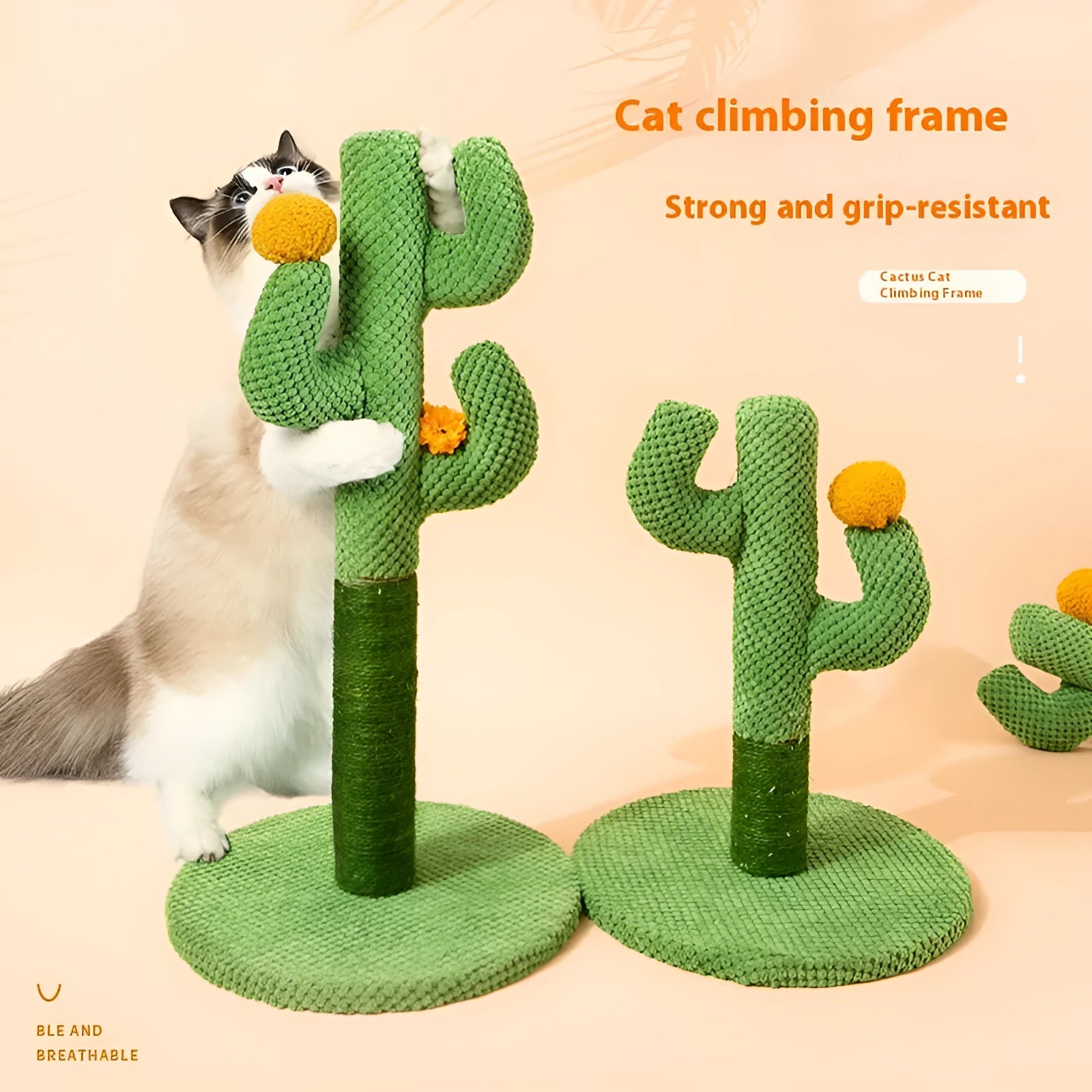 Cactus design cat scratch board with coconut tree element for cats to scratch and climb