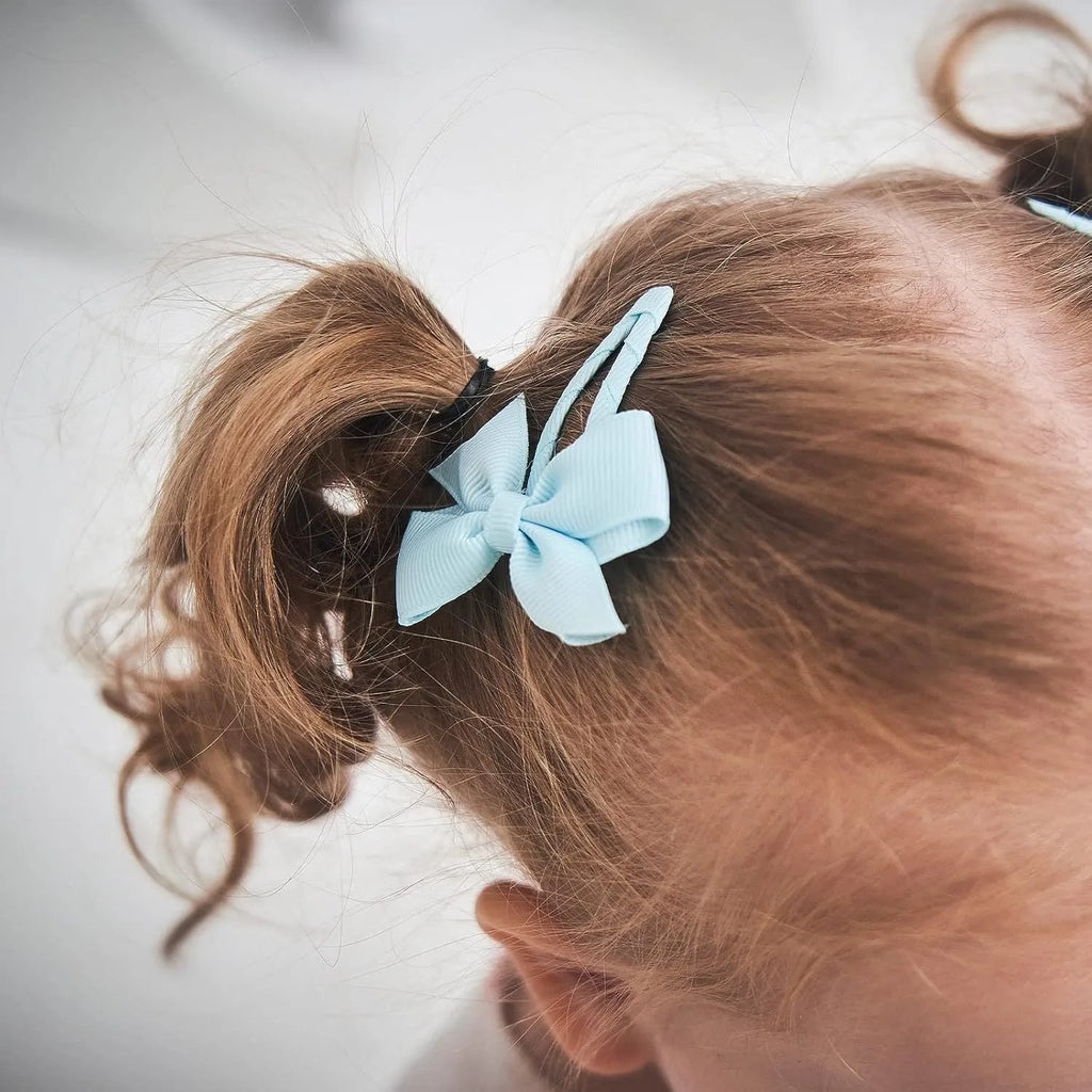 40-piece collection of multi-colour grosgrain ribbon pinwheel hair bows with wrapped snap clips for babies