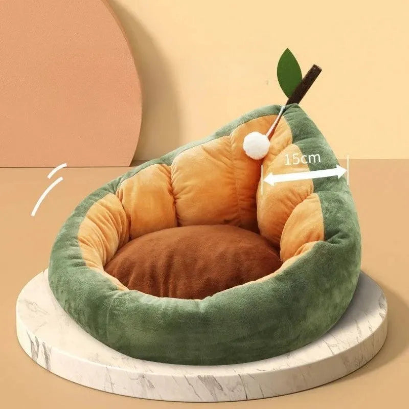 Soft cotton cat dog bed nest in coffee colour, size L 58cm