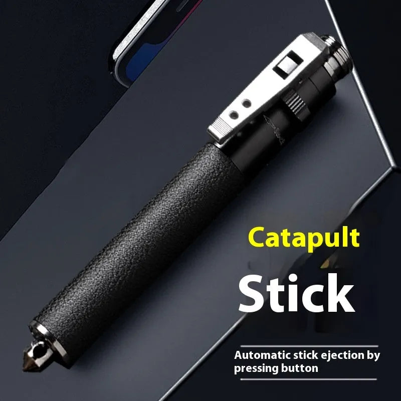 Automatic spring expandable baton in titanium black with aluminium alloy construction