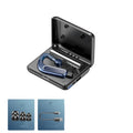 Neckband Bluetooth earphones with multiple ear tips in black, white and blue colours