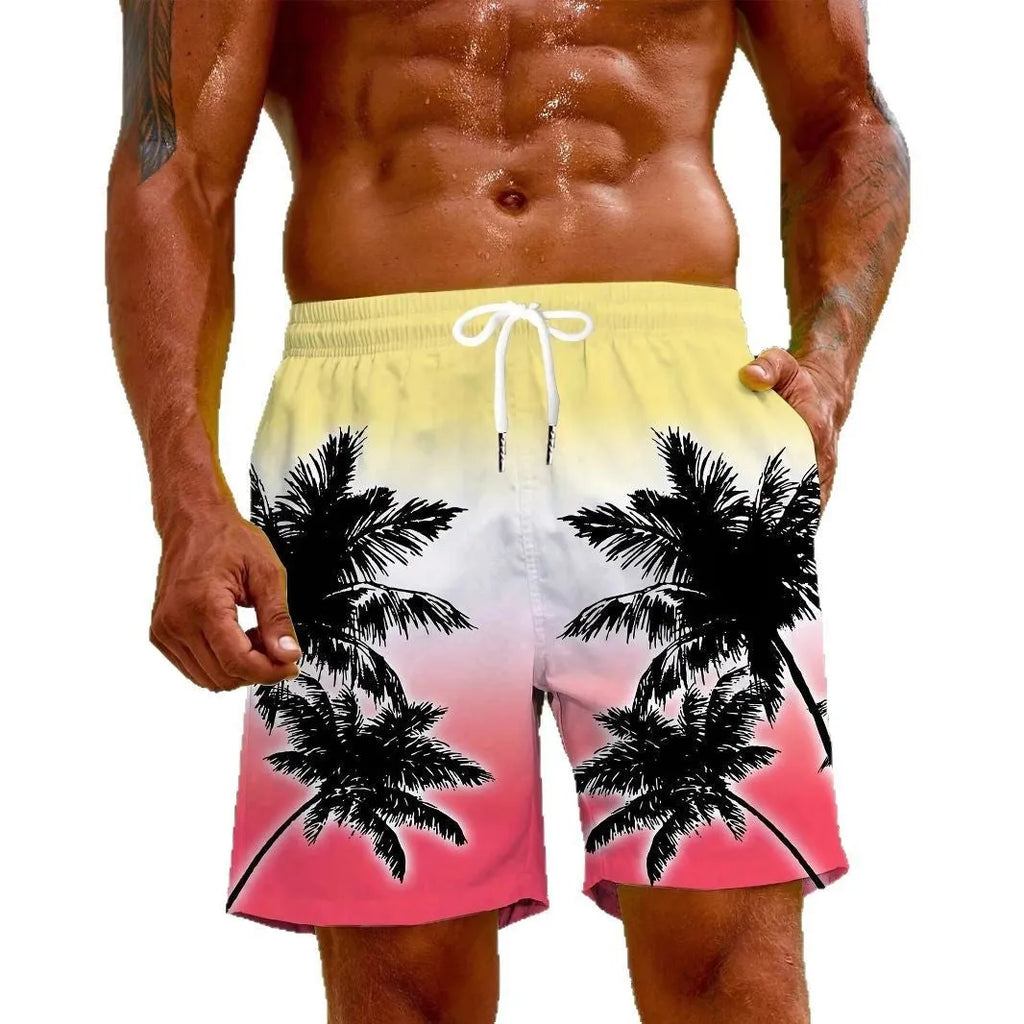Men's micro-elastic quick-drying swimming trunks in various colours displayed flat