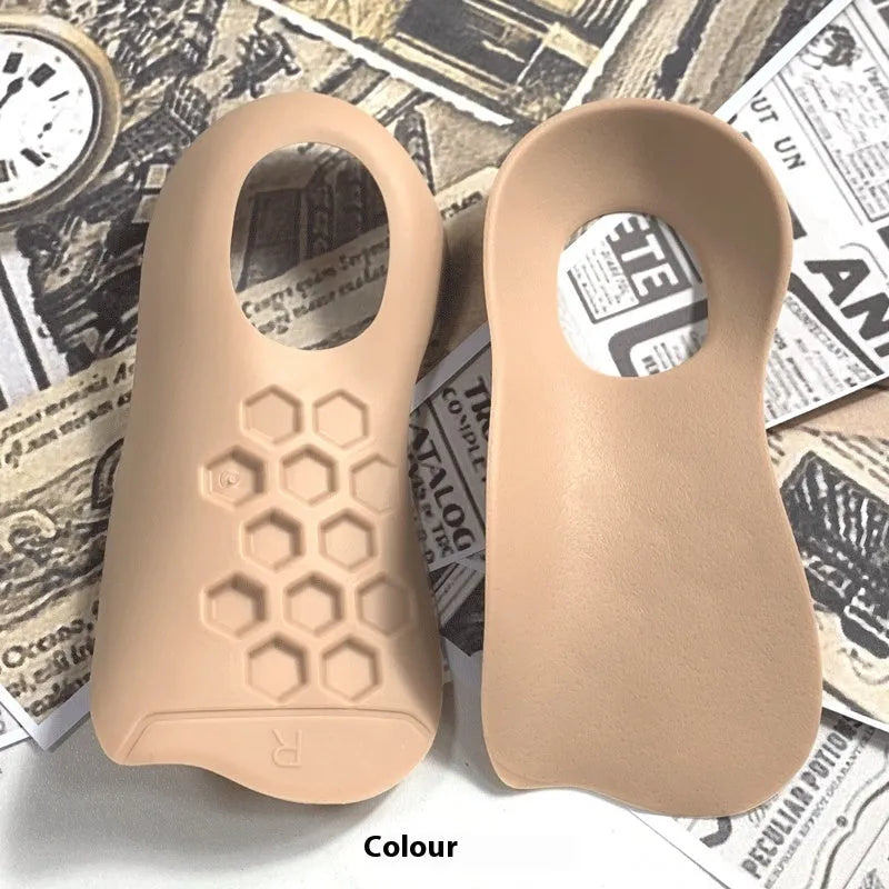 Varus correction arch support insoles in black, white and skin colour options