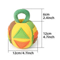 Green plush squeaky ball dog toy with treat pockets for interactive play with small to medium dogs