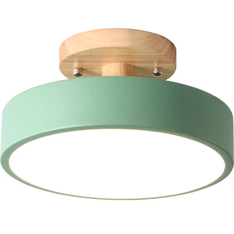 Nordic minimalist ceiling light with wood art and acrylic shade for corridor and bedroom, 220V