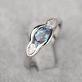 Women's geometric ellipse copper ring with inlaid zircon stones in white gold colour