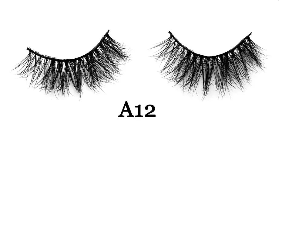 Handmade 3D mink full strip false eyelashes in family pack with 19 styles A01 to A19