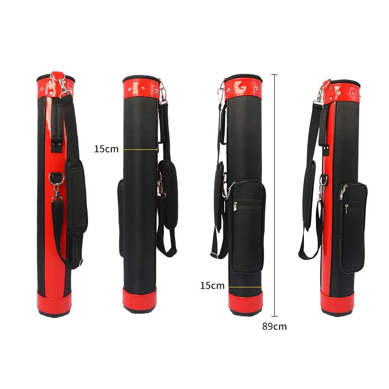 Large capacity leather golf bag in yellow and red for golf club storage