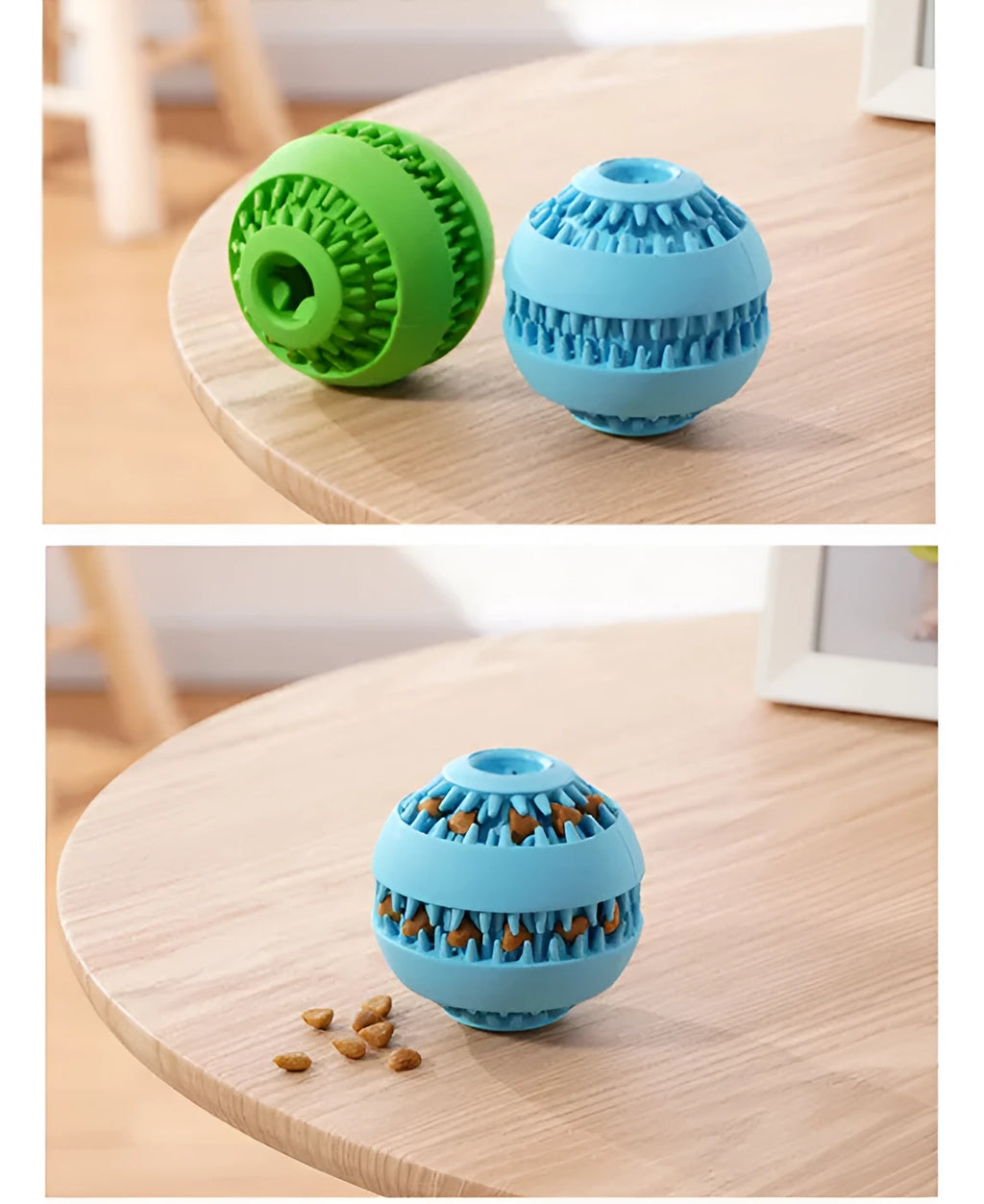 Dog molar ball toothbrush natural rubber large 75x77mm small 57x58mm blue green red yellow