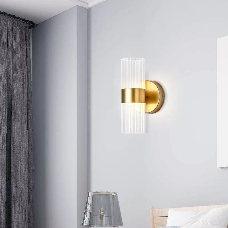 Round tube LED wall lamp black gold finish up and down light iron acrylic modern simple