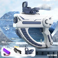 Electric automatic water absorption water gun in blue or pink with 358ml capacity and USB charging