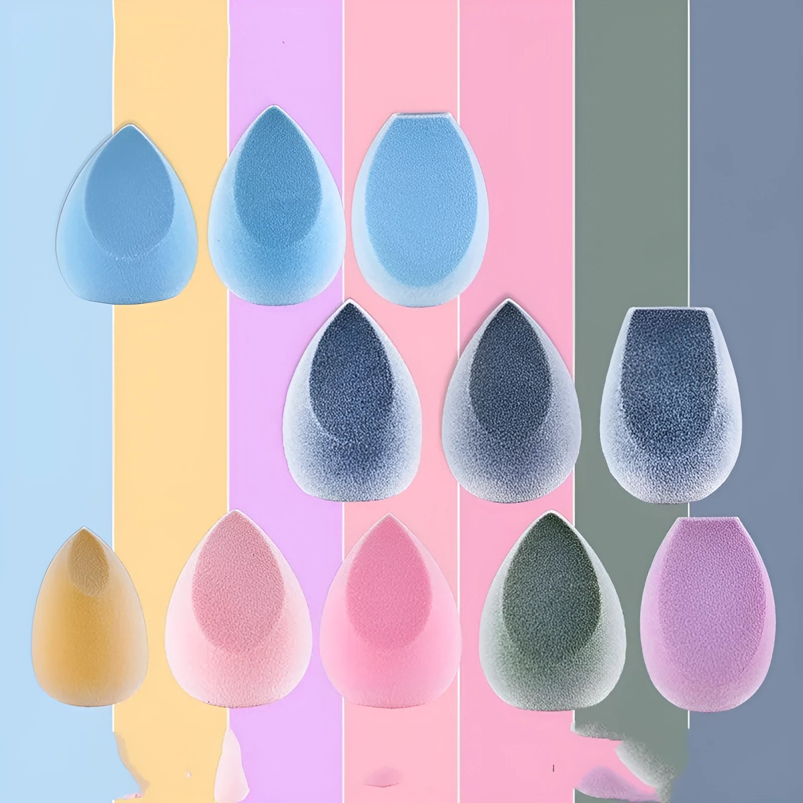 Non-latex makeup egg sponge puff in St Grey colour with flocked surface