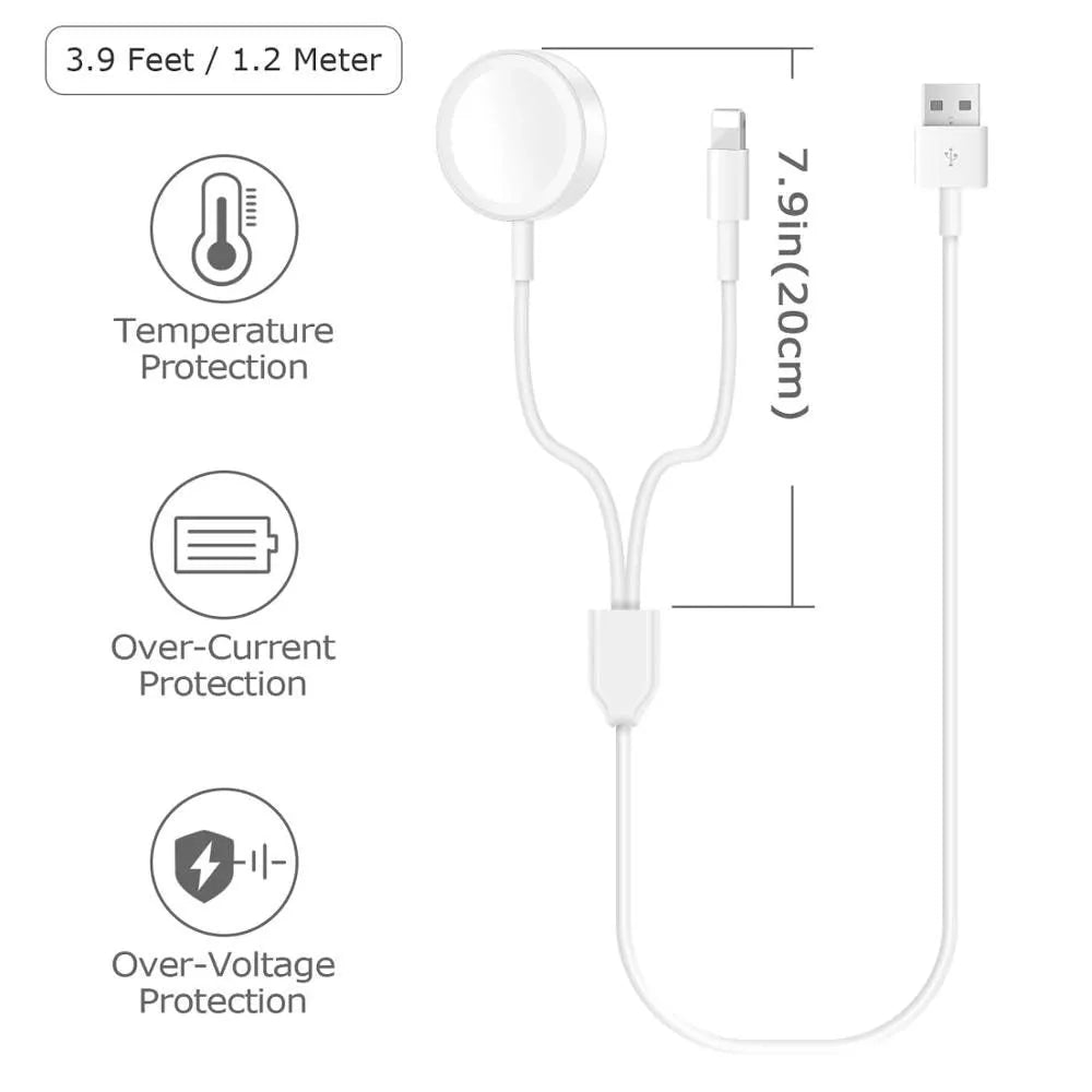 White two-in-one wireless charger with USB interface for device charging