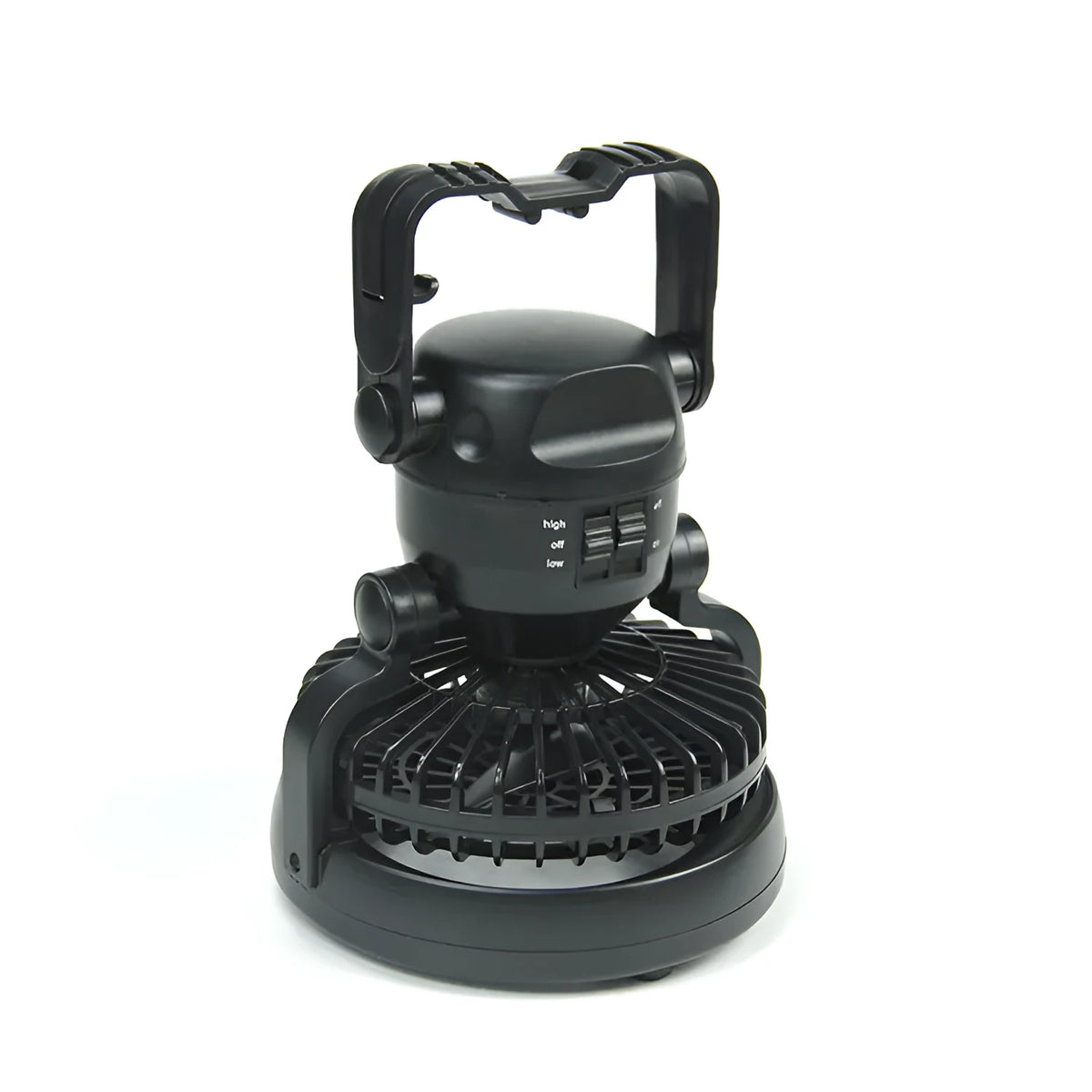 Black 18 LED camping fan light with ABS body, 167 x 184 mm, battery-powered dial switch unit