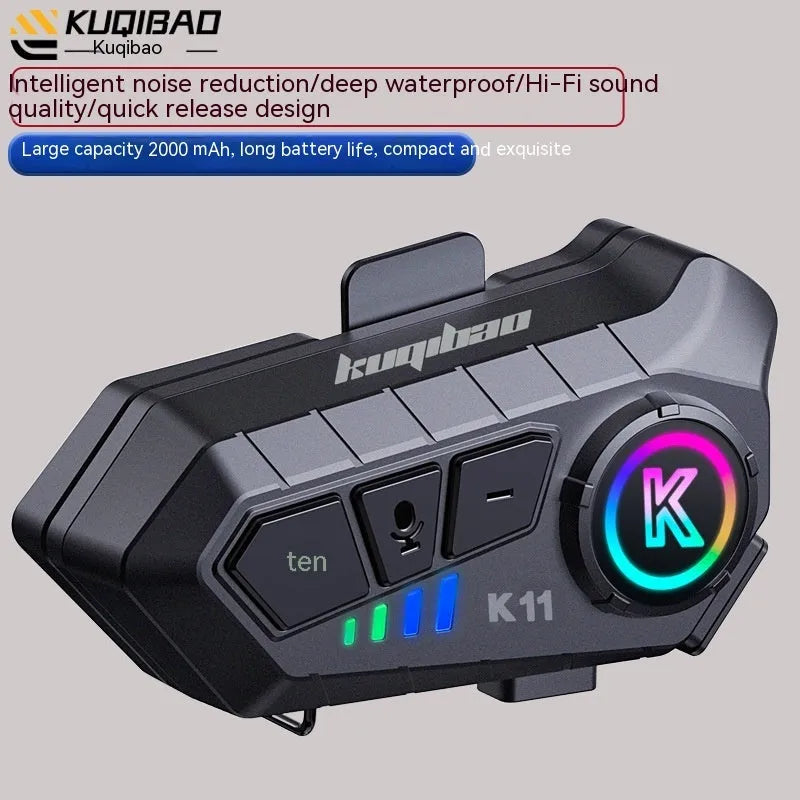 Black motorcycle helmet Bluetooth headset with heavy bass, waterproof and dustproof, 85mm x 35mm