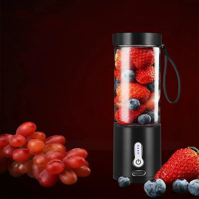 Portable hand blender with 530ml cup in black, white, blue, or rose red colour options