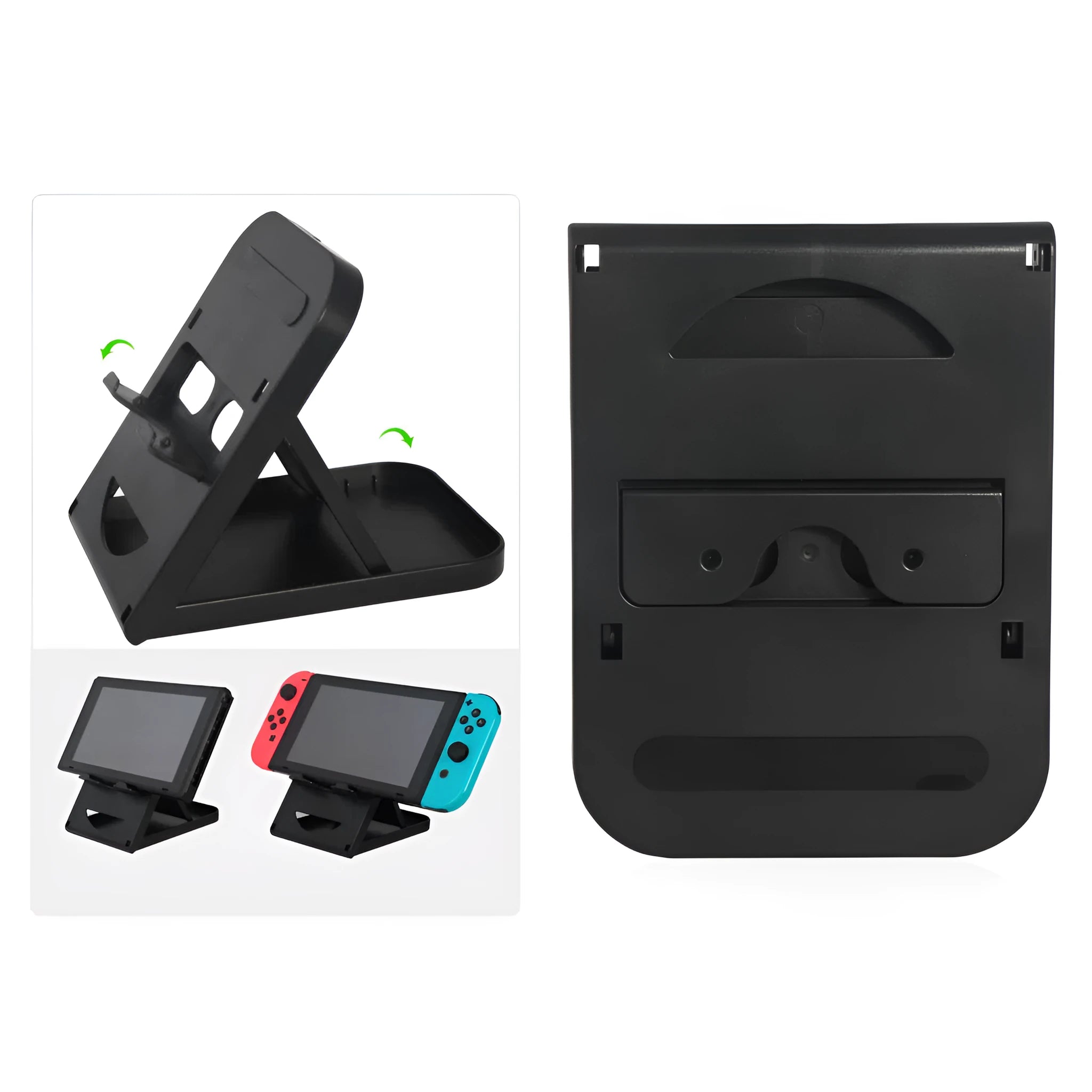 Compact black ABS adjustable game console stand for Switch on desktop