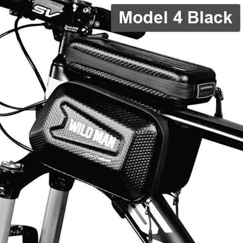 Bicycle bag upper tube front package 1L capacity black colour on bike frame