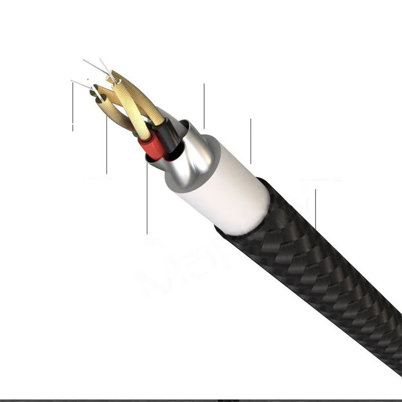 Black universal charging cable with zinc alloy rotating connectors for iPhone, Android, and Type-C phones