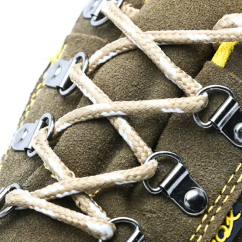Bronze coloured steel toe safety shoes with cow suede upper and patterned anti-skid sole