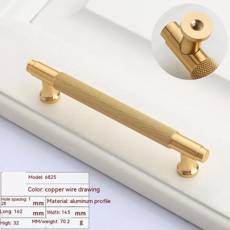Brushed brass aluminium cabinet handle with four hole spacing options