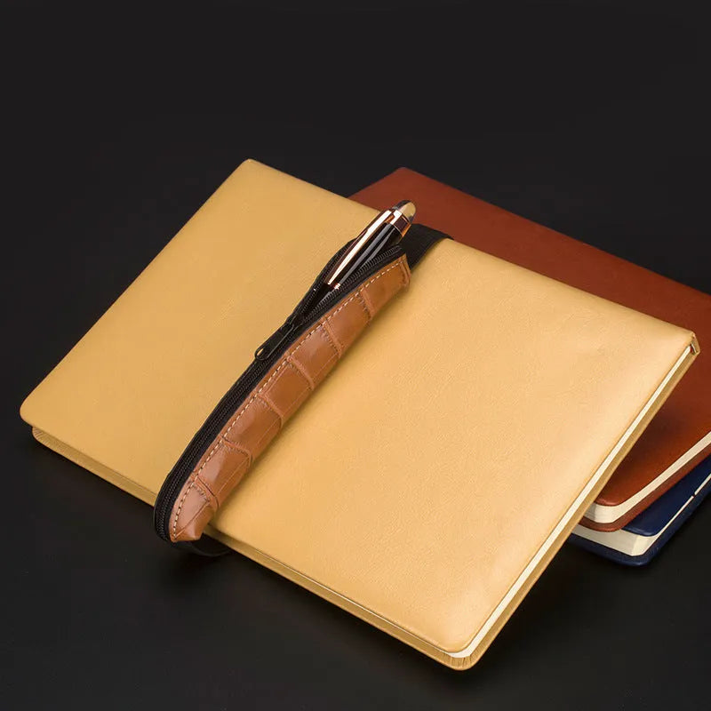 Long slim PU leather pencil case in beige grey, black, and crocodile print colours.