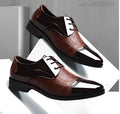 Men's black pointed toe low top business dress shoes with artificial PU upper and rubber sole