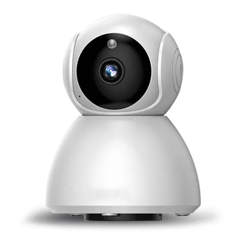 White 2MP 1080P wireless hemispherical indoor security camera with Wi-Fi and 64GB card slot