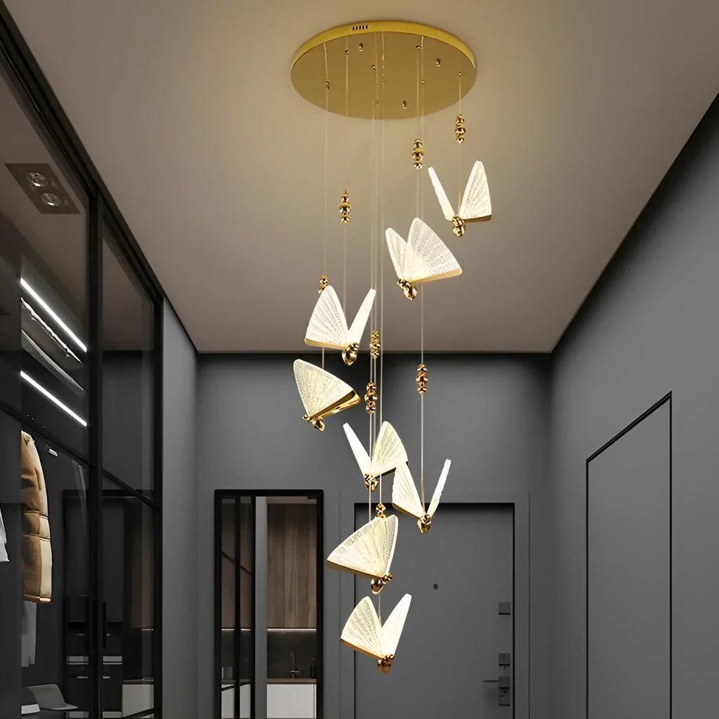 Butterfly crystal chandelier LED ceiling light with fish shape and 111V-240V range for bedroom staircase restaurant