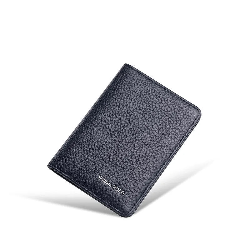 Ultra-thin cowhide driver's license card ID bag in solid colour, black, for men and women