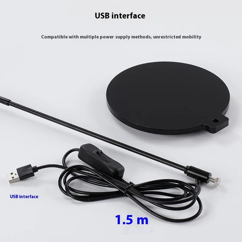 Round base LED USB plant lamp with white light on a glass container