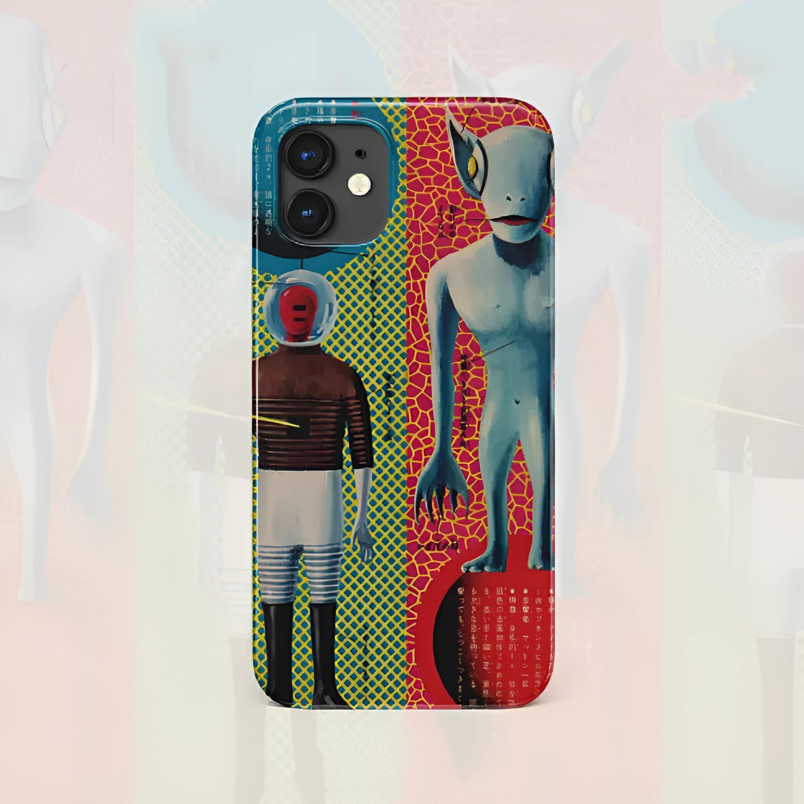 Retro art design hard shell iPhone case in frosted and glossy finish options