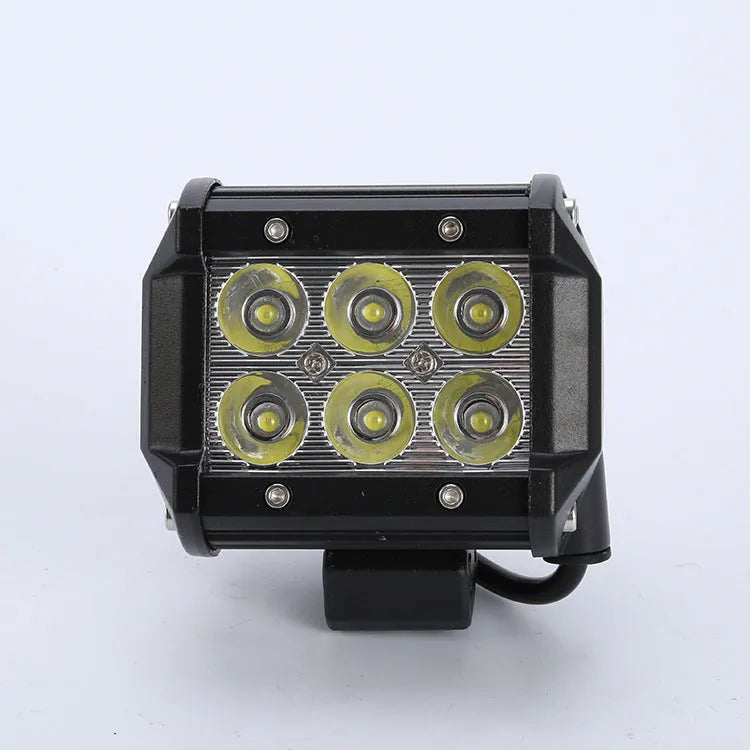 Black 18W car LED work light with aviation aluminium alloy die-cast shell, IP67 rating, 12V-24V