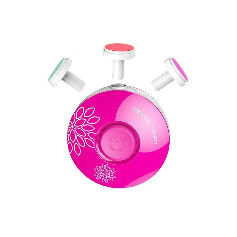 Baby electric nail polisher set with red ABS plastic body and grinding heads for newborn nail care