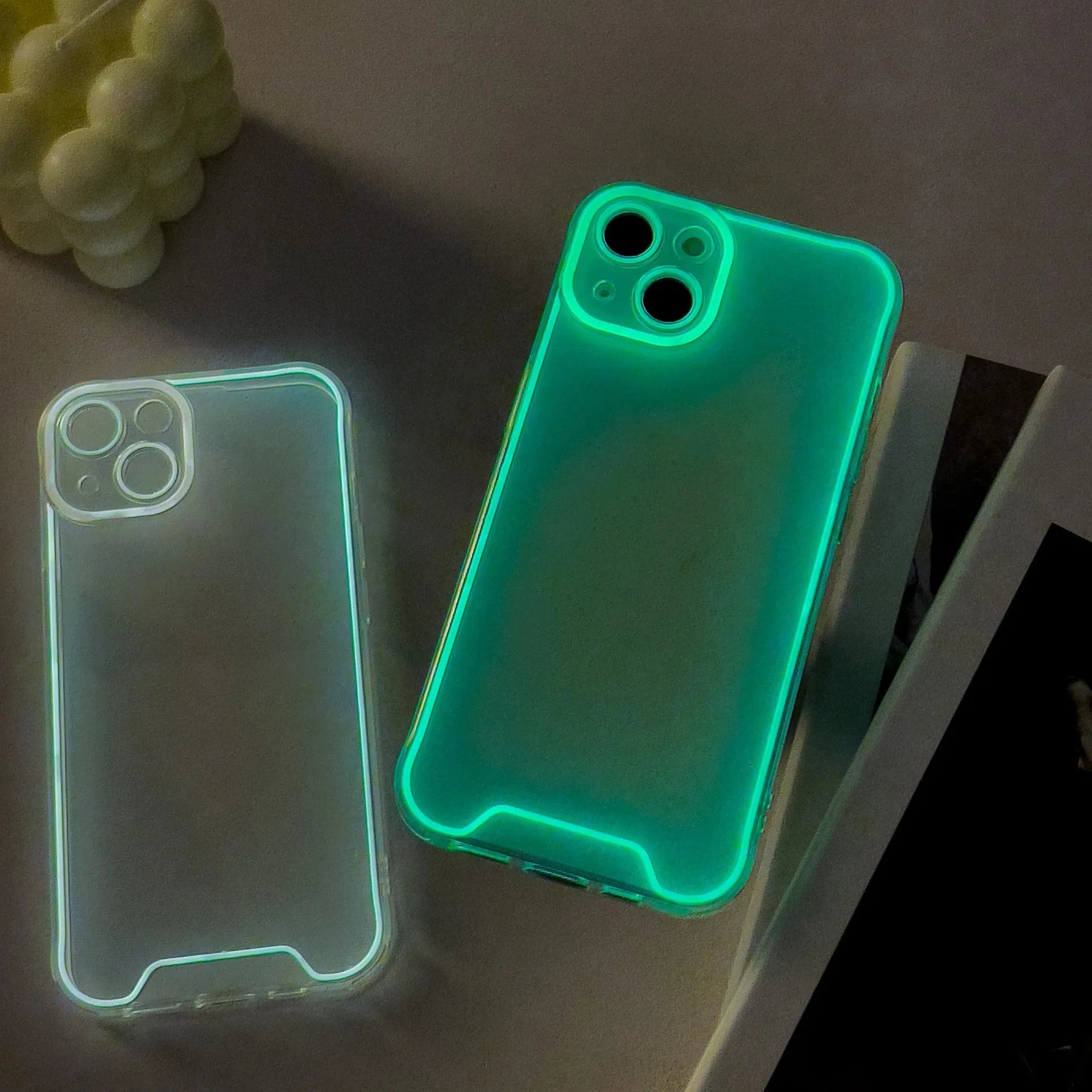Glow in the dark soft TPU iPhone case in multiple colours for iPhone 14, 13, 12, and 11 models